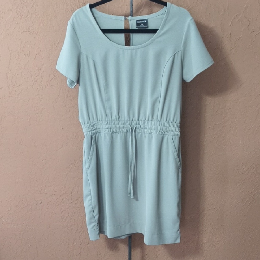 32 Degrees Green Short Sleeve Dress With Drawstring Waist Size M